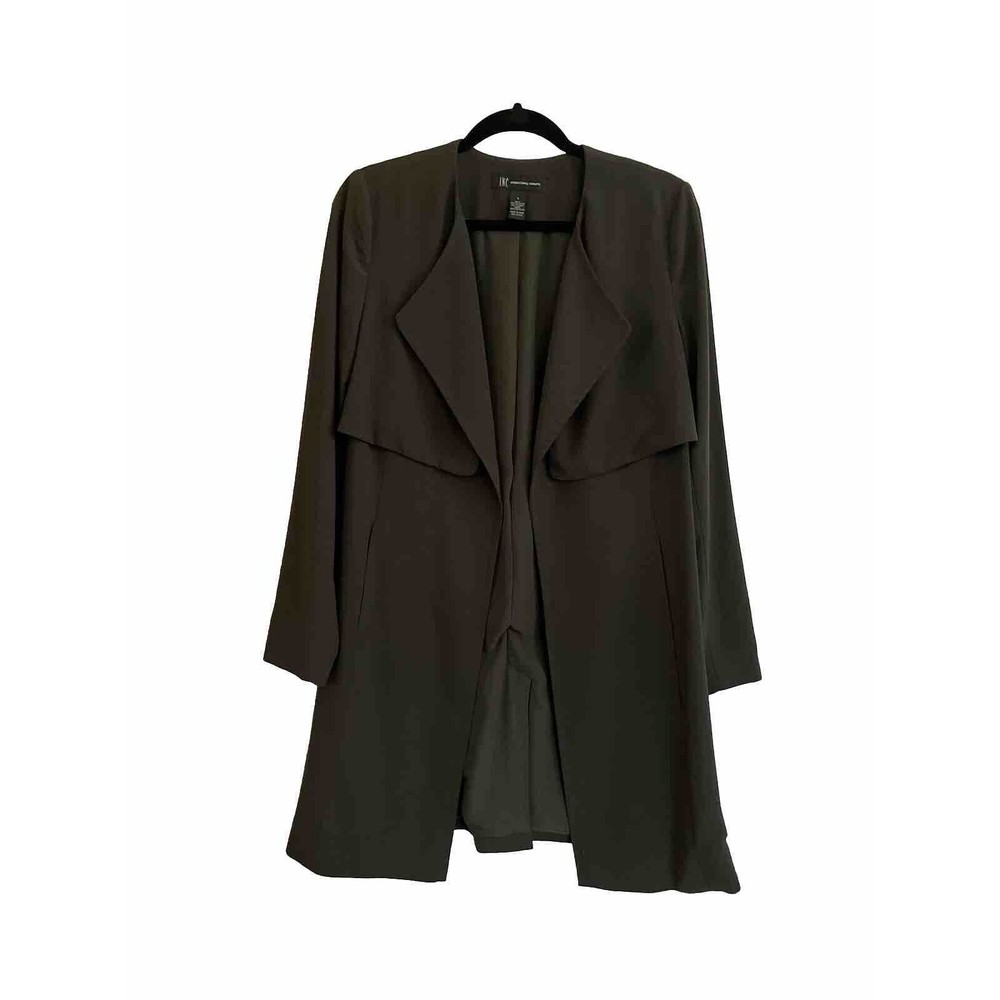 INC International Concepts Sm Olive Green Relaxed Oversized Blazer Open Jacket